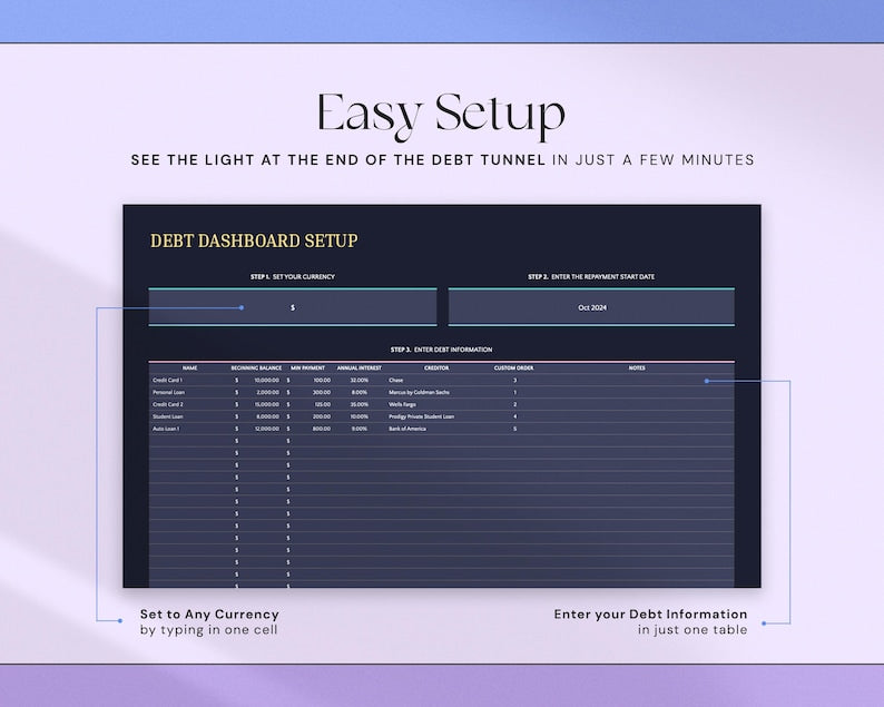 Debt Tracker™ for Excel & Google Sheets (all currencies)