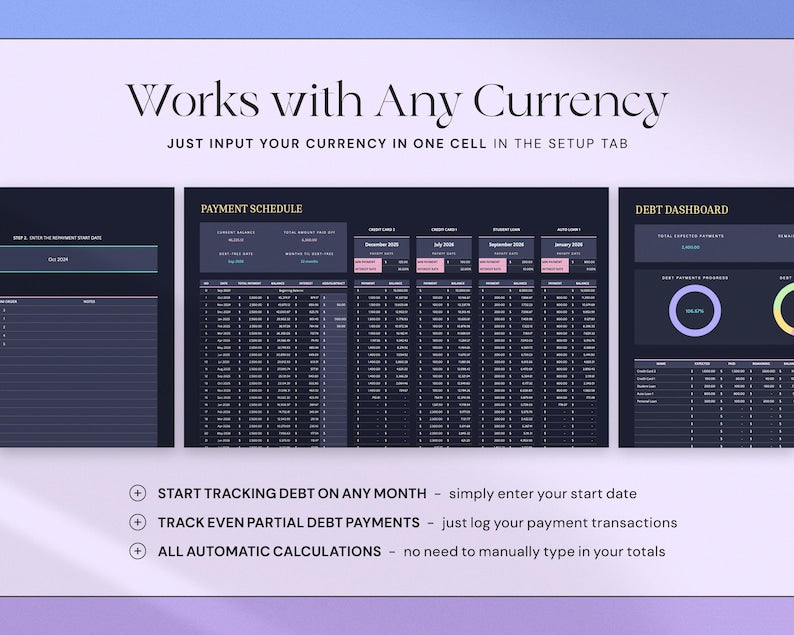 Debt Tracker™ for Excel & Google Sheets (all currencies)