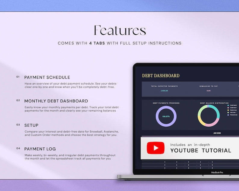 Debt Tracker™ for Excel & Google Sheets (all currencies)
